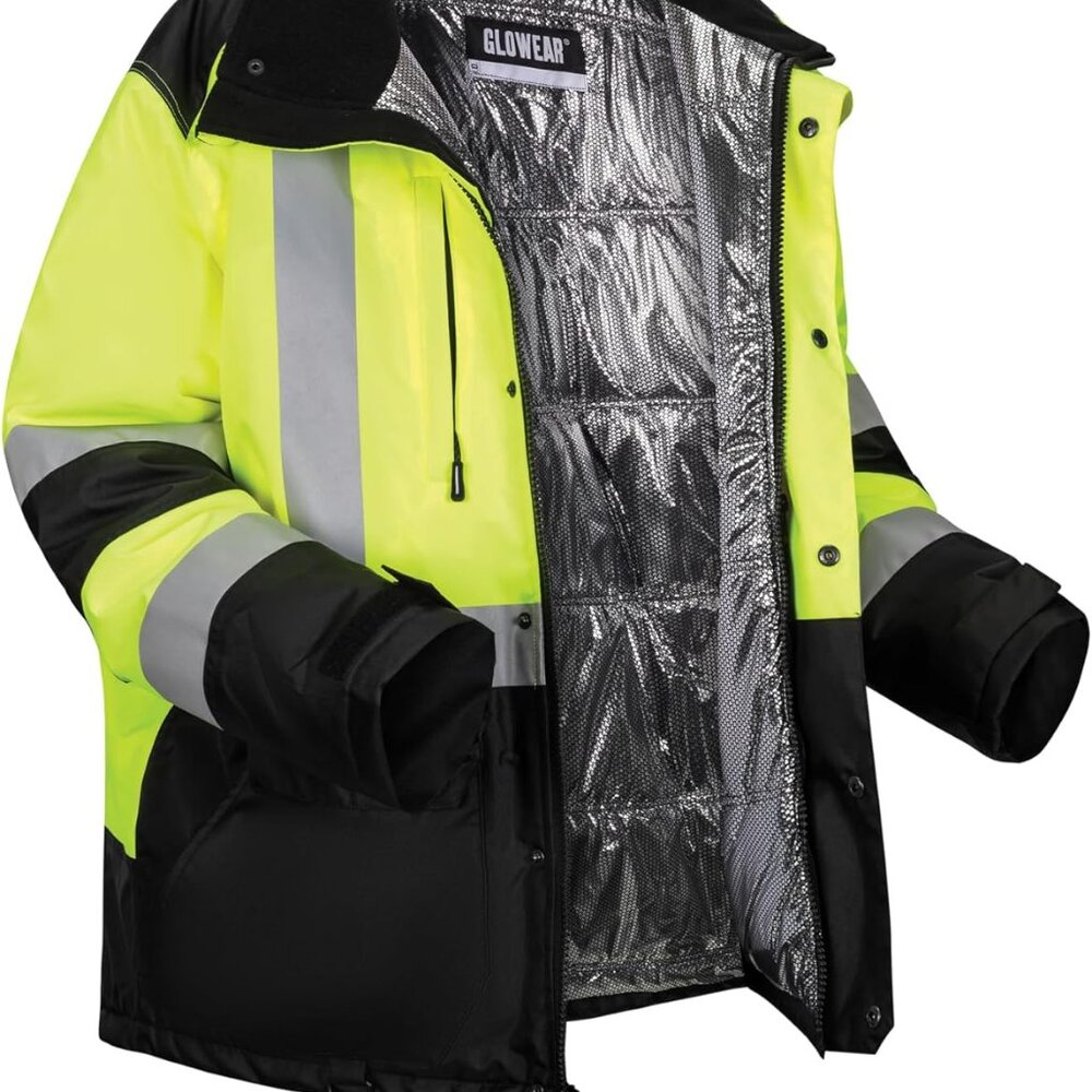 Large Hi-Vis Winter Work Jacket with Heat Reflective Lining - Unisex Safety Gear
